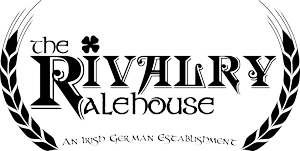 Logo for The Rivalry Alehouse, a Spring Grove tavern, with stylized text and a shamrock.